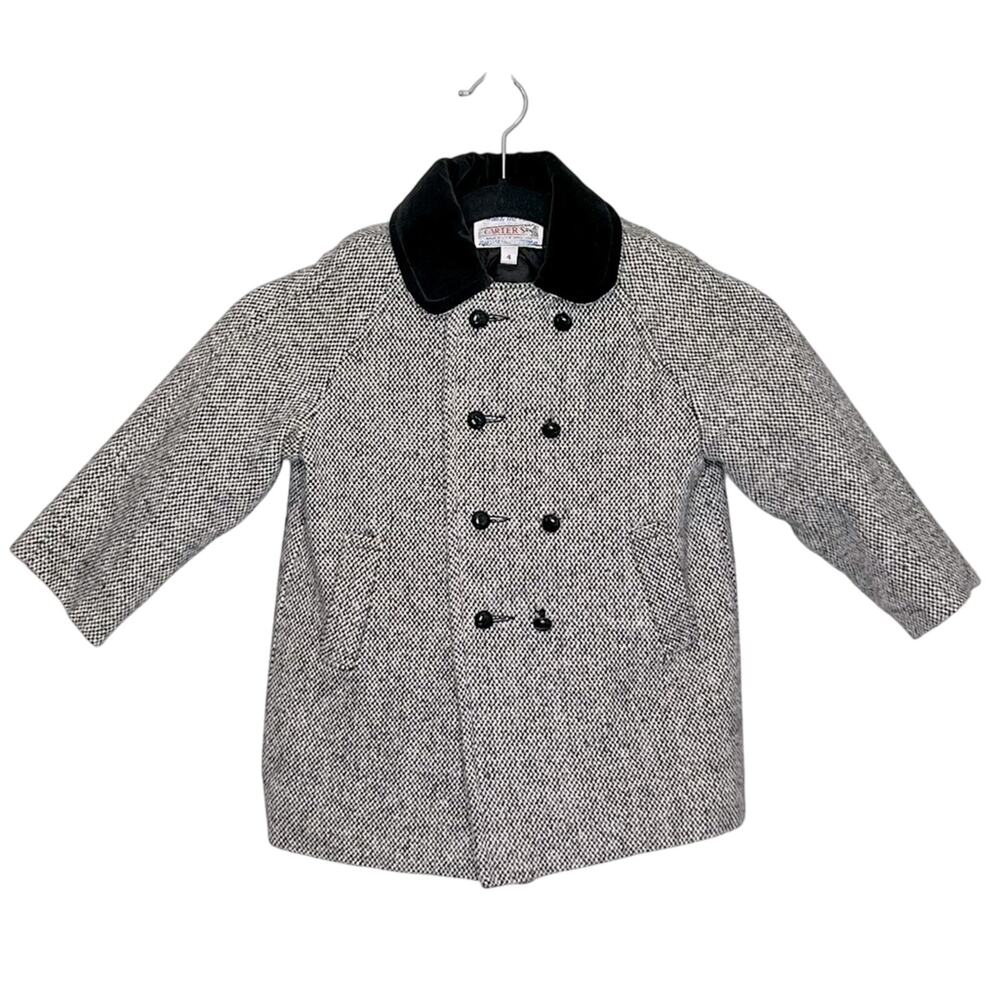 Carter’s Vintage Velvet Collar Black White Peacoat Size 4